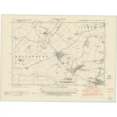 1950 Map of Northamptonshire XXXII.SW, 1952 Print