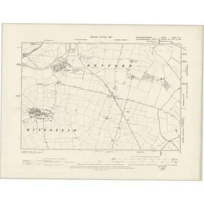 1899 Map of Northamptonshire XXXIII.NE, 1901 Print