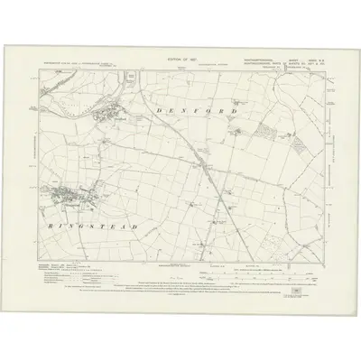 1924 Map of Northamptonshire XXXIII.NE, 1927 Print