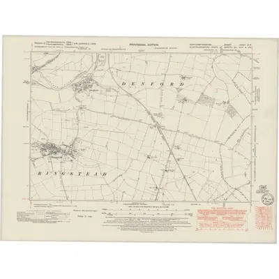 1938 Map of Northamptonshire XXXIII.NE, 1949 Print