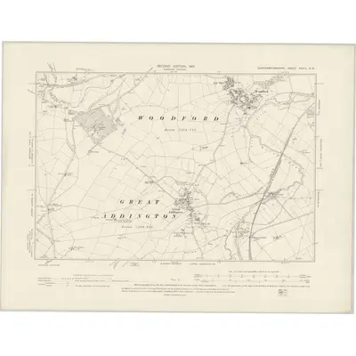 1899 Map of Northamptonshire XXXIII.NW, 1901 Print