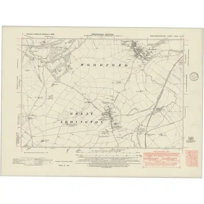 1938 Map of Northamptonshire XXXIII.NW, 1948 Print