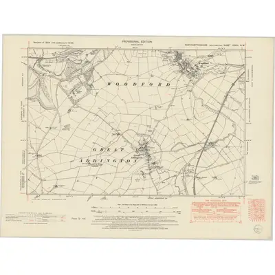 1950 Map of Northamptonshire XXXIII.NW, 1952 Print