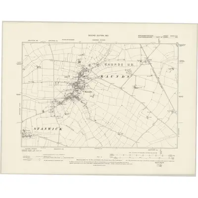 1899 Map of Northamptonshire XXXIII.SE, 1901 Print