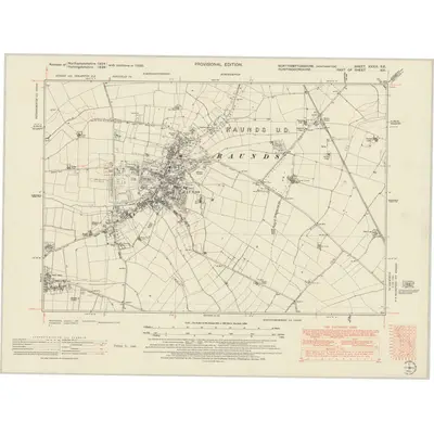 1950 Map of Northamptonshire XXXIII.SE, 1952 Print