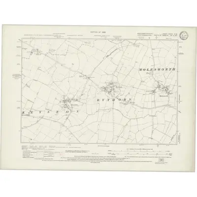 1924 Map of Northamptonshire XXXIV.NW, 1933 Print