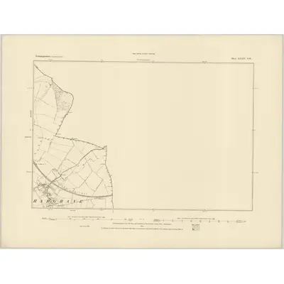 1884 Map of Northamptonshire XXXIV.SW, 1885 Print