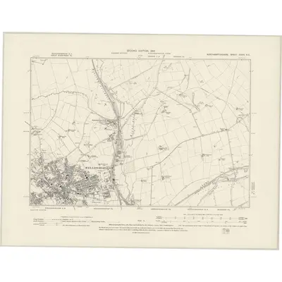 1899 Map of Northamptonshire XXXIX.NE, 1901 Print