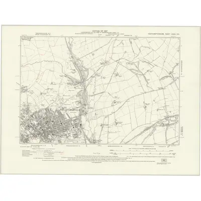 1923 Map of Northamptonshire XXXIX.NE, 1927 Print