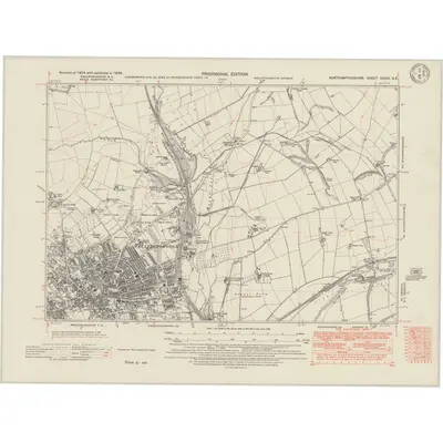 1938 Map of Northamptonshire XXXIX.NE, 1948 Print