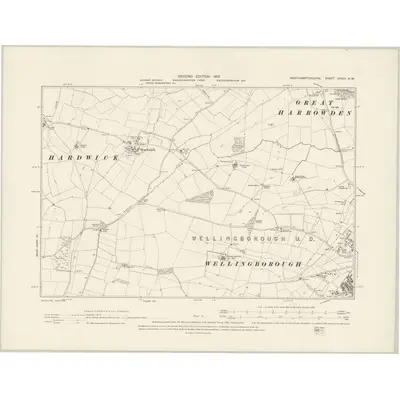 1899 Map of Northamptonshire XXXIX.NW, 1901 Print