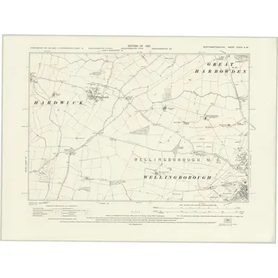 1923 Map of Northamptonshire XXXIX.NW, 1927 Print