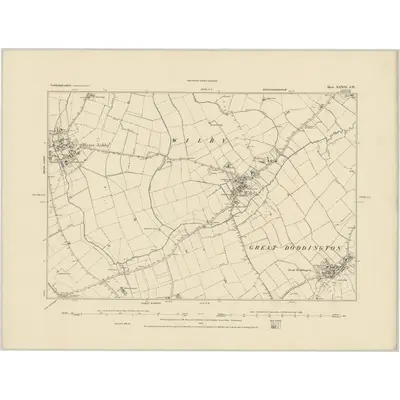 1884 Map of Northamptonshire XXXIX.SW, 1885 Print