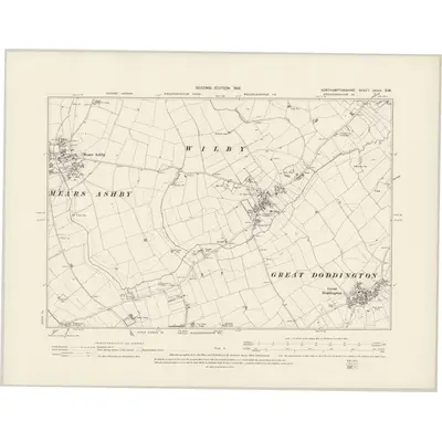 1899 Map of Northamptonshire XXXIX.SW, 1901 Print