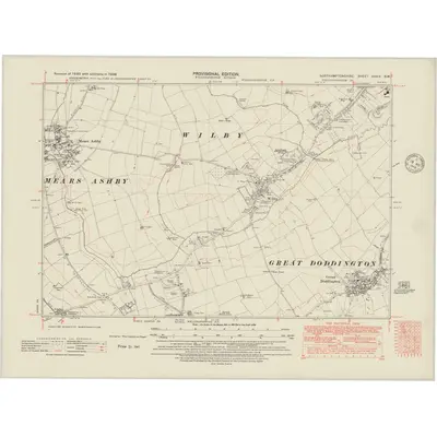1938 Map of Northamptonshire XXXIX.SW, 1948 Print