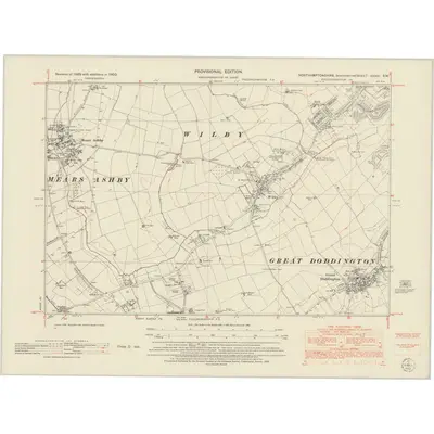 1950 Map of Northamptonshire XXXIX.SW, 1952 Print