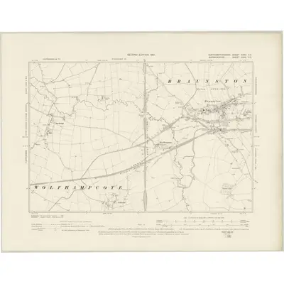 1899 Map of Northamptonshire XXXV.SE, 1901 Print