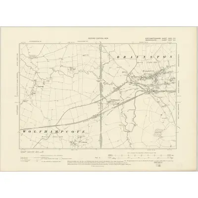 1899 Map of Northamptonshire XXXV.SE, 1906 Print