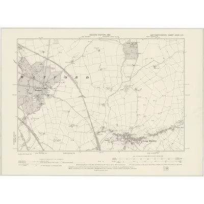 1899 Map of Northamptonshire XXXVI.NE, 1901 Print