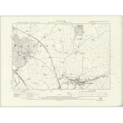 1923 Map of Northamptonshire XXXVI.NE, 1927 Print