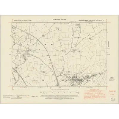 1950 Map of Northamptonshire XXXVI.NE, 1952 Print