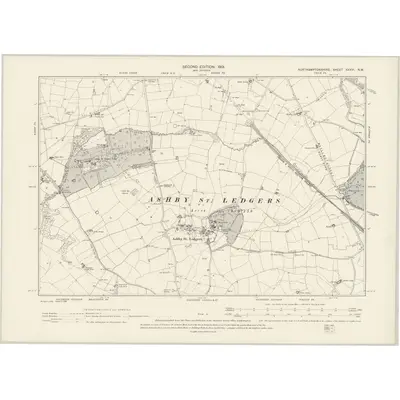 1899 Map of Northamptonshire XXXVI.NW, 1901 Print
