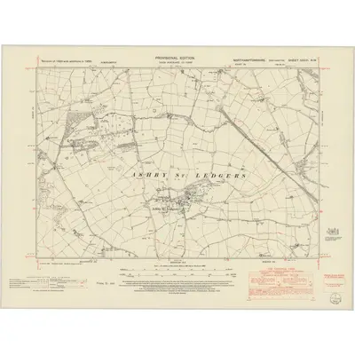 1950 Map of Northamptonshire XXXVI.NW, 1952 Print