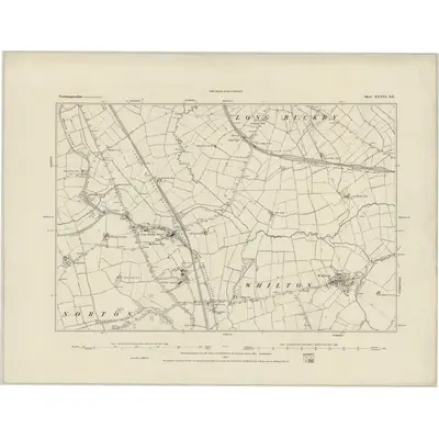 1883 Map of Northamptonshire XXXVI.SE, 1884 Print