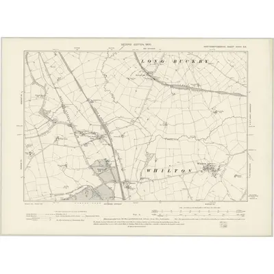 1899 Map of Northamptonshire XXXVI.SE, 1900 Print