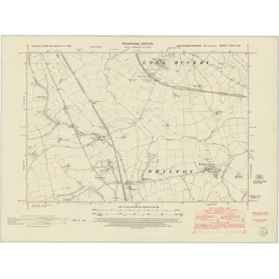 1950 Map of Northamptonshire XXXVI.SE, 1952 Print
