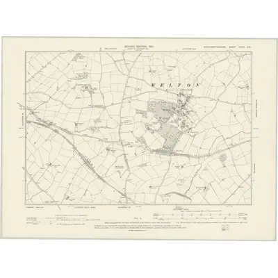 1899 Map of Northamptonshire XXXVI.SW, 1901 Print