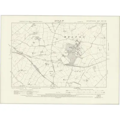 1923 Map of Northamptonshire XXXVI.SW, 1927 Print