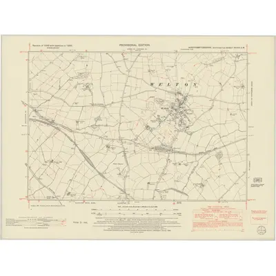 1950 Map of Northamptonshire XXXVI.SW, 1952 Print