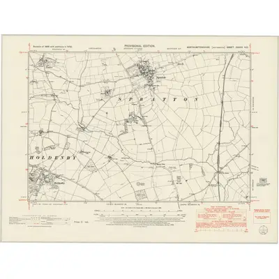 1950 Map of Northamptonshire XXXVII.NE, 1952 Print