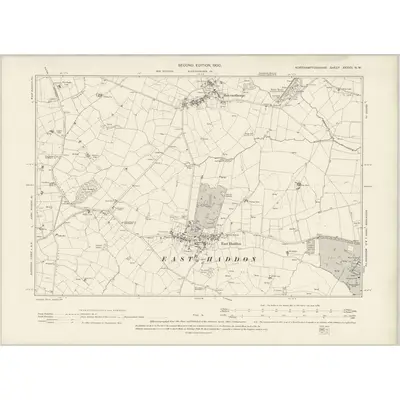 1899 Map of Northamptonshire XXXVII.NW, 1900 Print