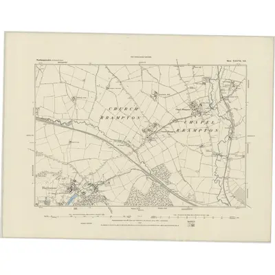 1883 Map of Northamptonshire XXXVII.SE, 1884 Print