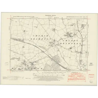 1950 Map of Northamptonshire XXXVII.SE, 1952 Print