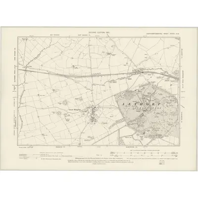 1899 Map of Northamptonshire XXXVII.SW, 1901 Print