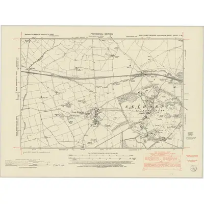 1950 Map of Northamptonshire XXXVII.SW, 1952 Print