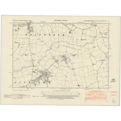 1950 Map of Northamptonshire XXXVIII.NW, 1952 Print