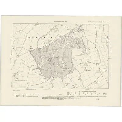 1899 Map of Northamptonshire XXXVIII.SE, 1901 Print