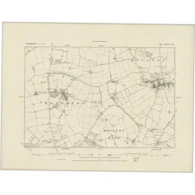 1883 Map of Northamptonshire XXXVIII.SW, 1884 Print