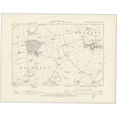 1899 Map of Northamptonshire XXXVIII.SW, 1901 Print