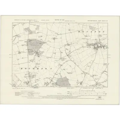 1924 Map of Northamptonshire XXXVIII.SW, 1927 Print