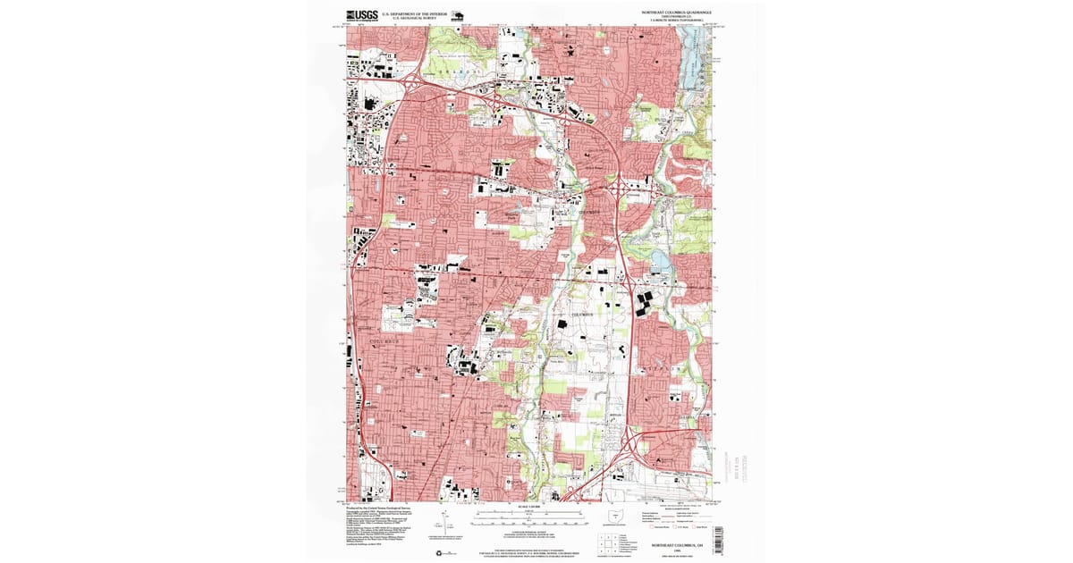 1995 Map of Northeast Columbus, Columbus, OH — High-Res | Pastmaps