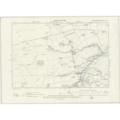 1895 Map of Northumberland CI.NE, 1898 Print