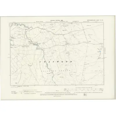 1895 Map of Northumberland CI.NW, 1898 Print