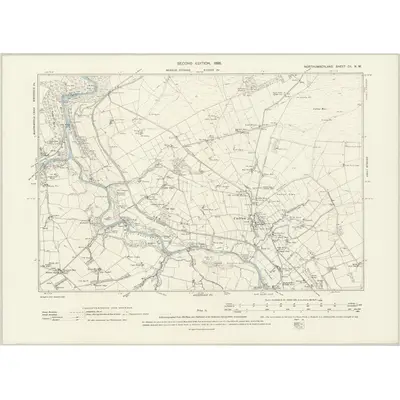 1895 Map of Northumberland CII.NW, 1898 Print