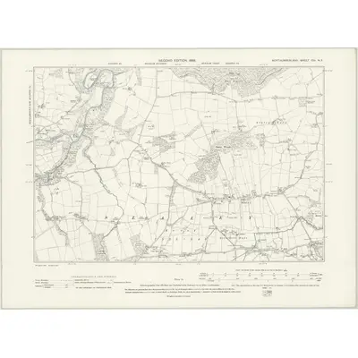 1895 Map of Northumberland CIII.NE, 1898 Print