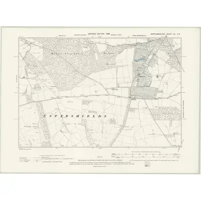 1895 Map of Northumberland CIV.SW, 1898 Print